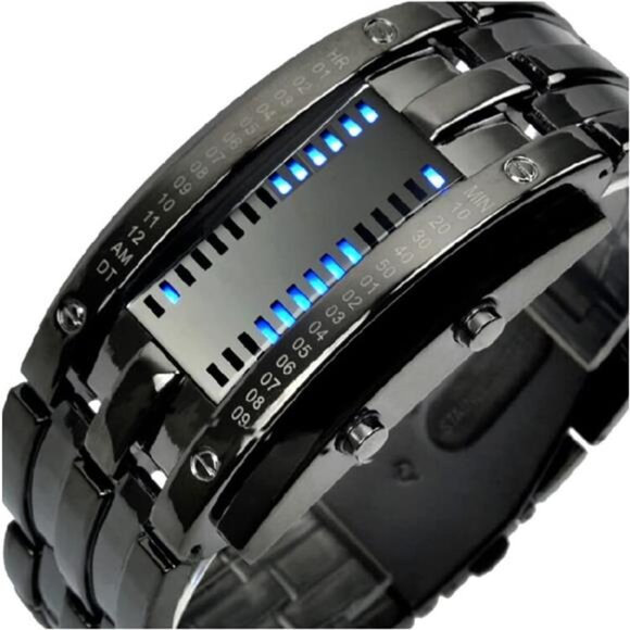 Mens Binary Sports Watch Digital LED Matrix Waterproof Outdoor Casual - Picture 2 of 6